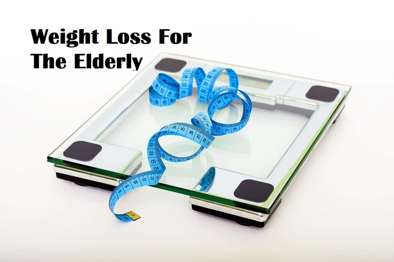 A scale and a measuring tape with the title Weight Loss For The Elderly
