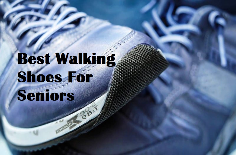 Shoes on the ground with the title Best walking shoes for seniors