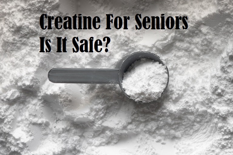 Creatine powder in a scoop with the title Creatine for seniors