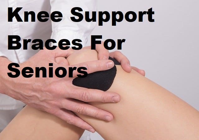 A person holding their knee with the phrase knee support braces for seniors