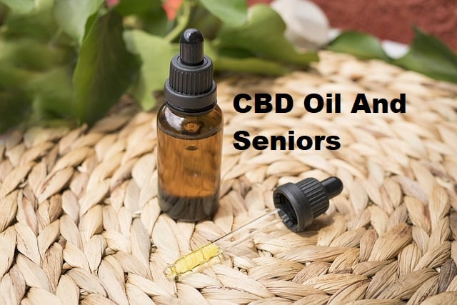 An oil dropper bottle with the title CBD oil and seniors