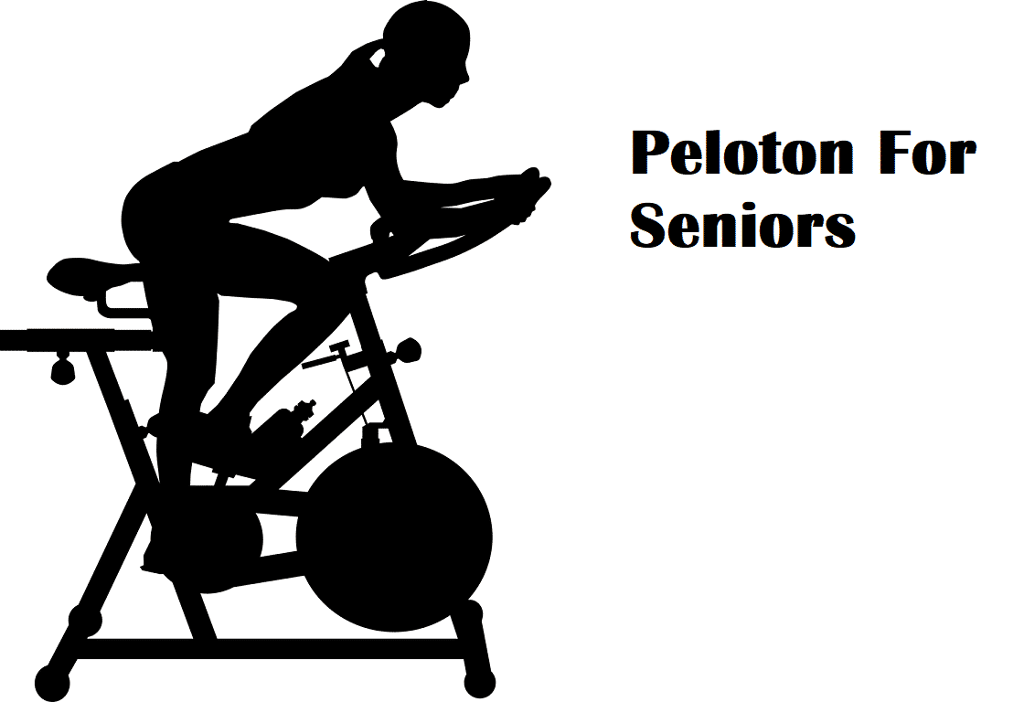 A silhouette of a person cycling with the title Peloton For Seniors
